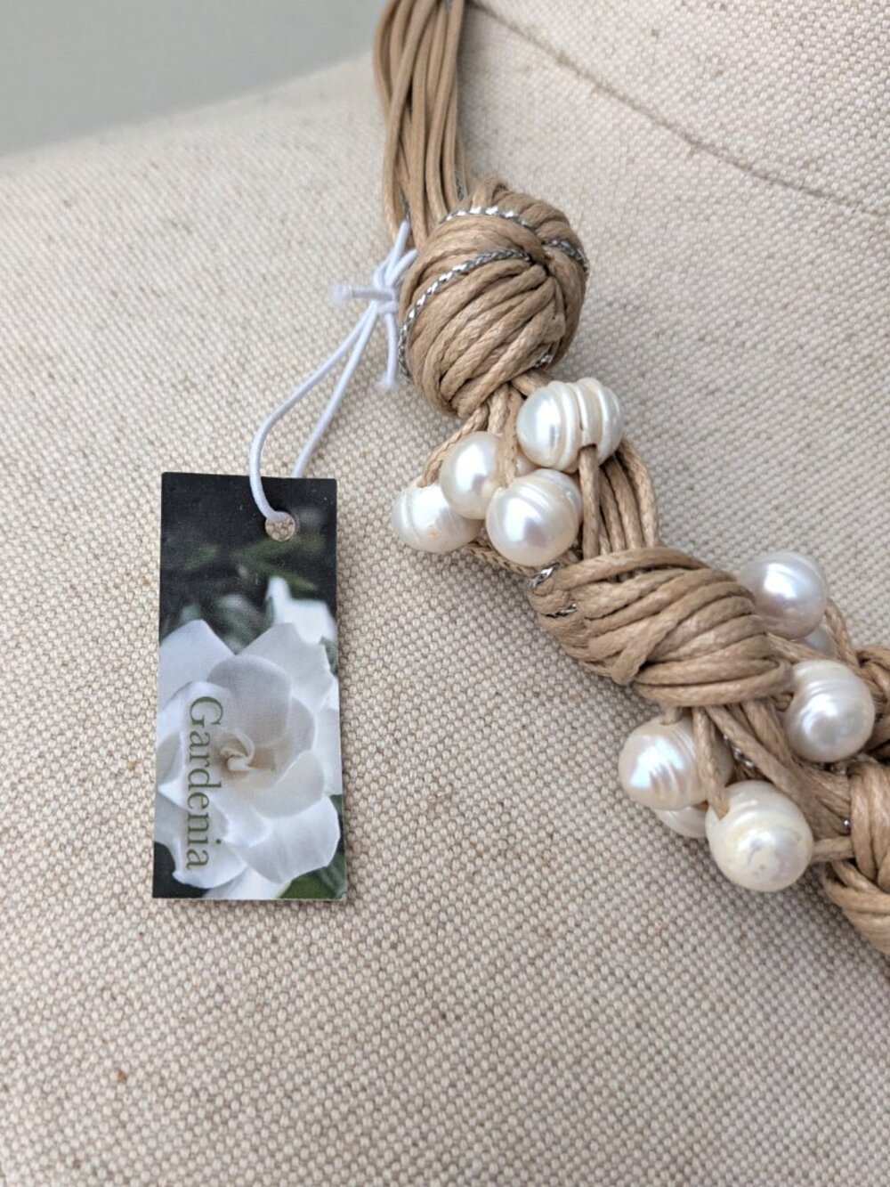 nwt pearl bead & knotted cord statement necklace - Picture 3 of 4